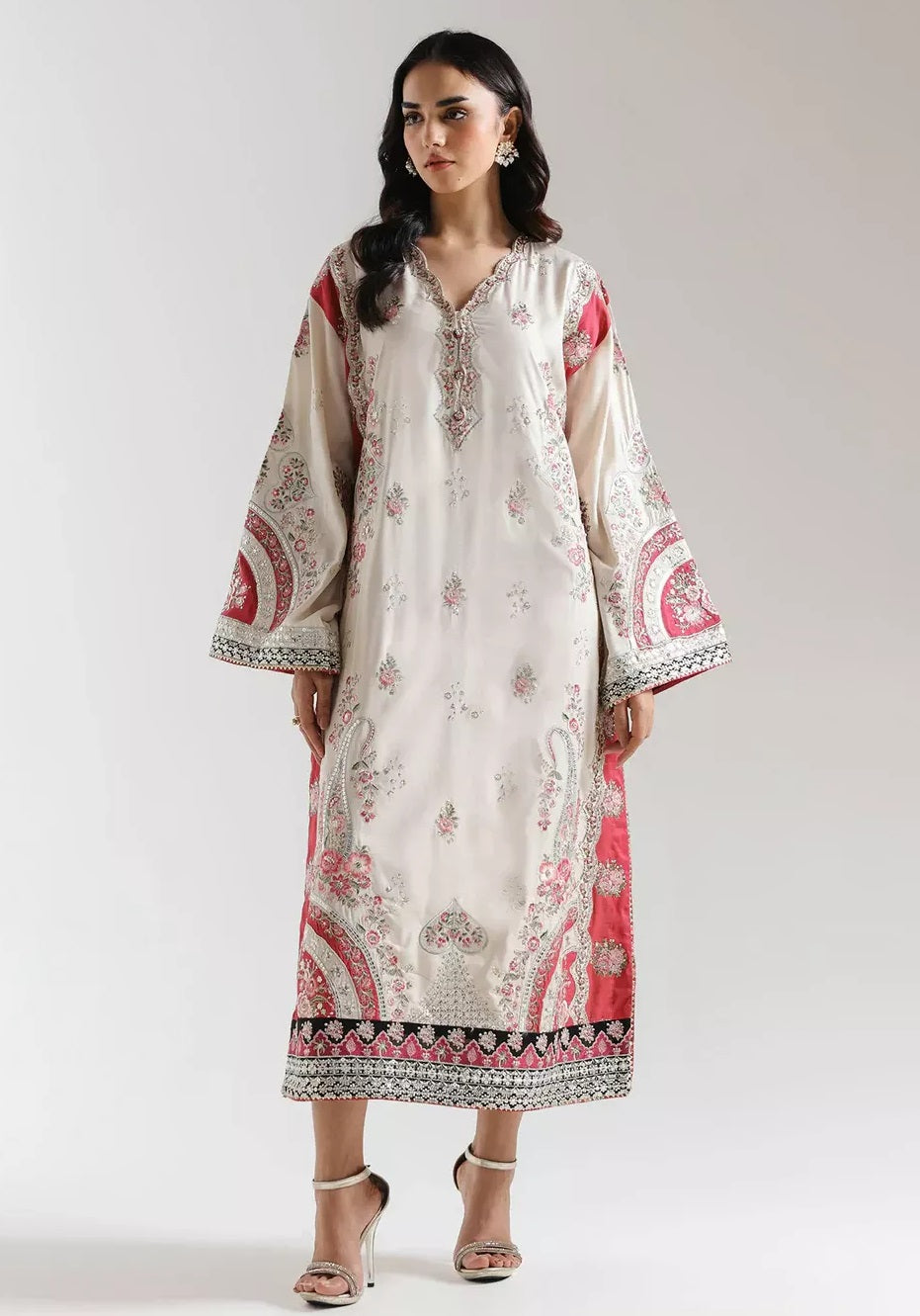 Ethnc Luxury Silk Embroidered Unstitched Kaftan Suit PA-180