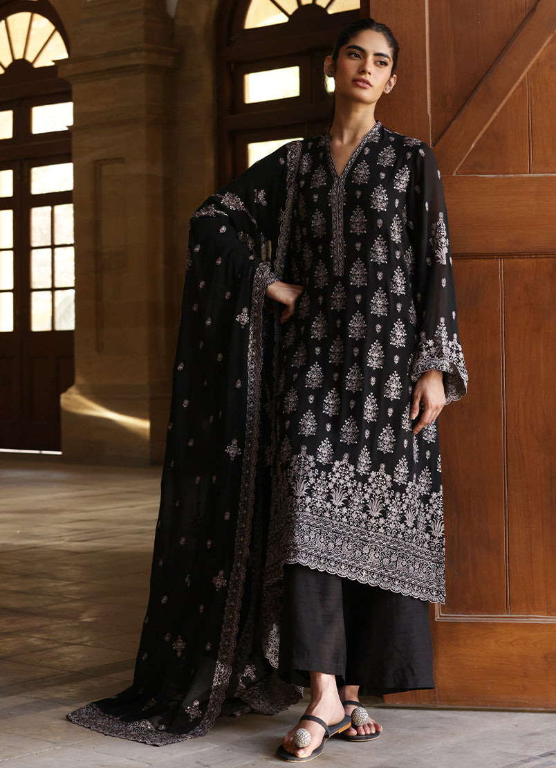 3 PC Chiffon Embroidered Suit12434501201040