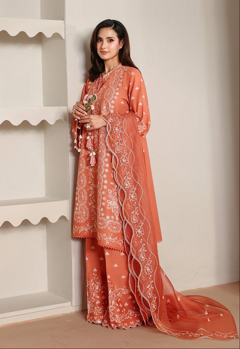 Cross Stitch Luxury Embroidered Lawn Stitched 3Pc Suit AMBER MIST - PA-0065