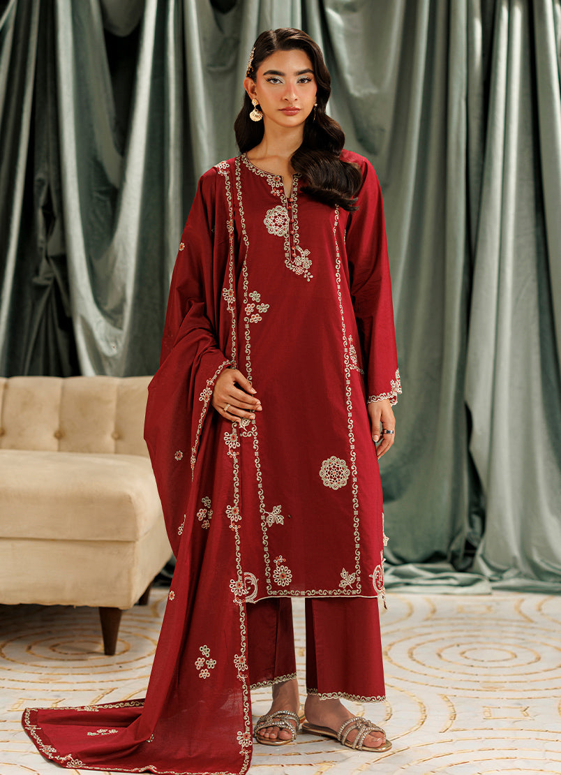 Embroidered 3 PC Suit - 15403401415020