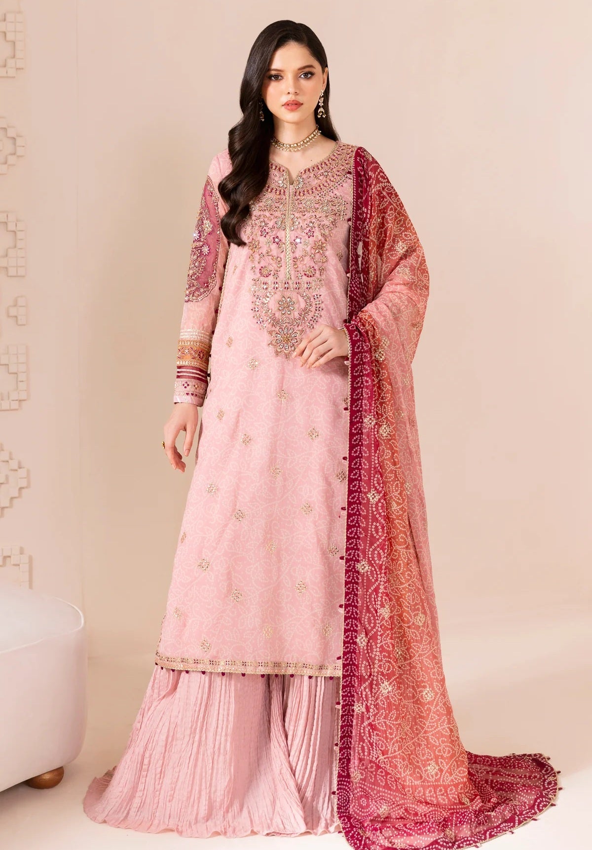 Xenia-RANIZA Luxury Chiffon Embroidered 3Pc Unstitched Suit PA-242