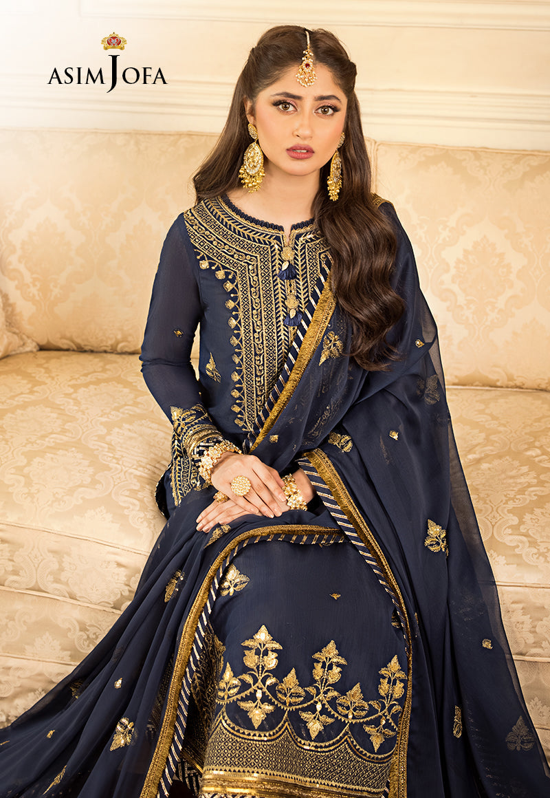AJJM-05 DESIGNERS STITCHED EMBROIDERED PAPER COTTON 3 PCS