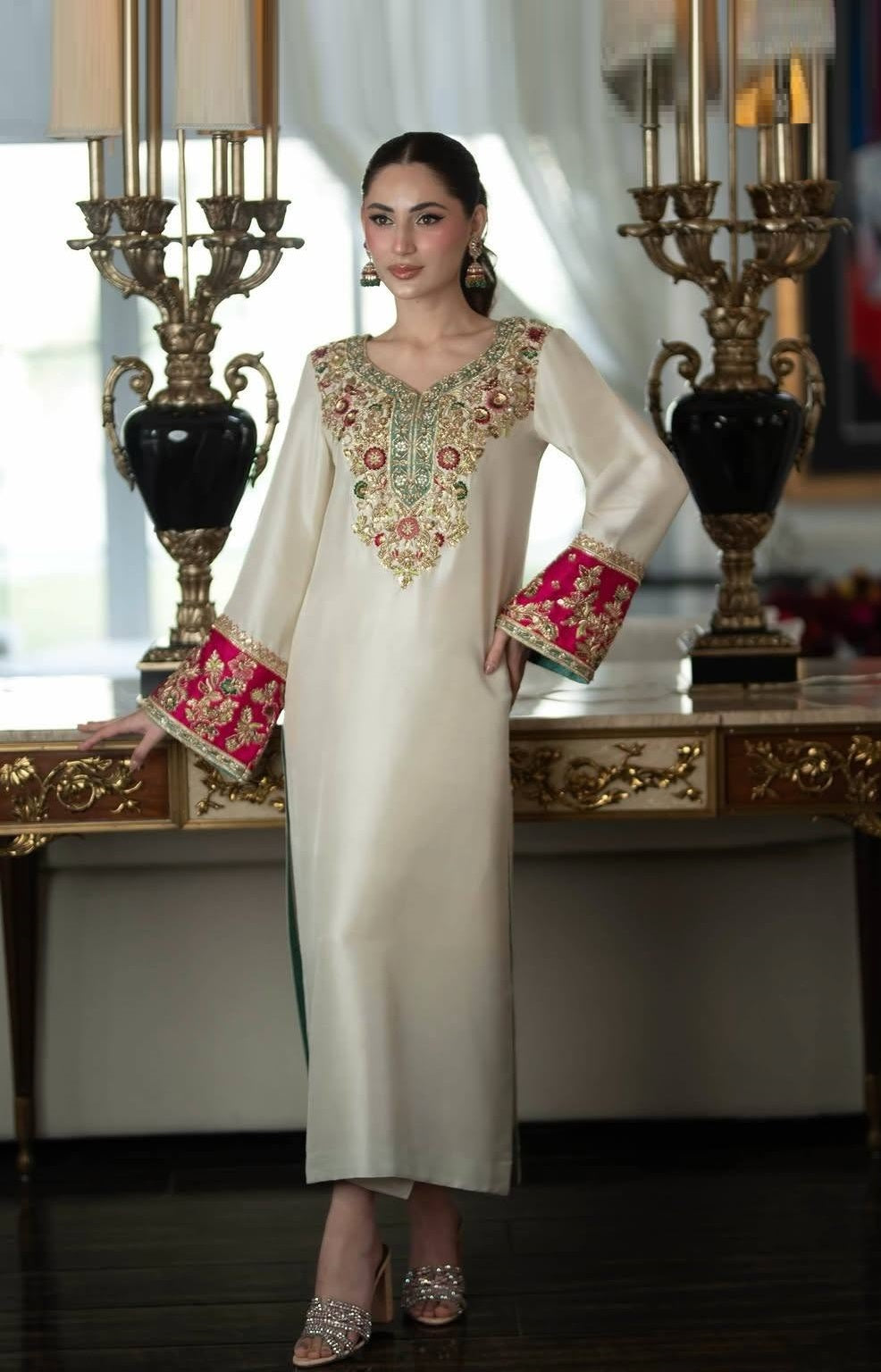 Poshkari Luxury Raw Silk Embroidered Unstitched 3PC Suit