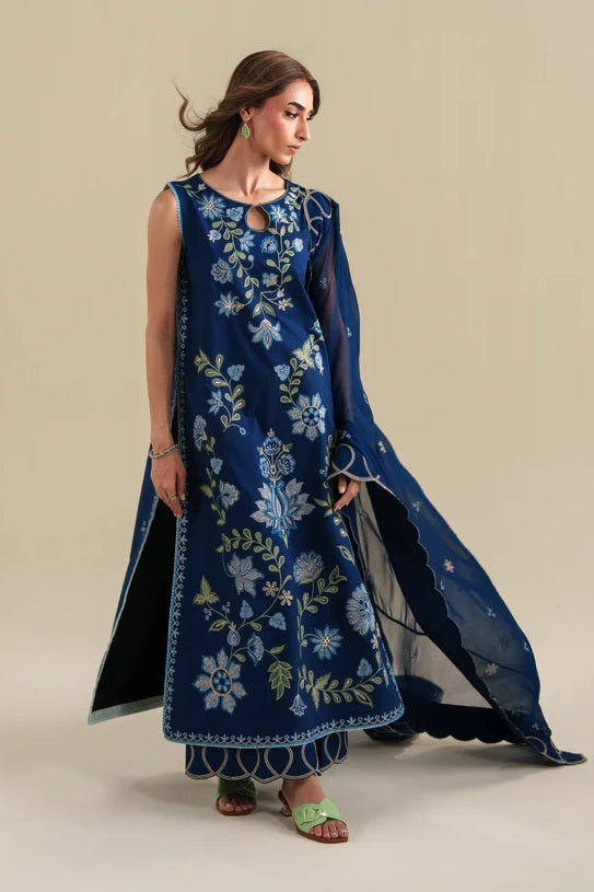 Zaib Luxury Lawn Embroidered 3Pc Unstitched Suit NPA3 - PA-0050