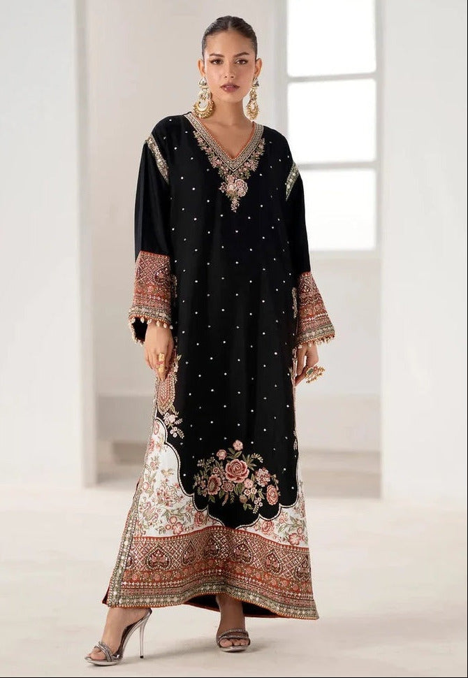 Poshkari Ethnc Luxury Silk Embroidered 3Pc Unstitched Kaftan Suit PA-135