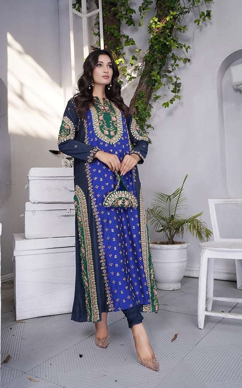 Maria Basit Malik Kaftan Luxury Tussle Silk Embroidered 3Pc Unstitched Suit Arsh