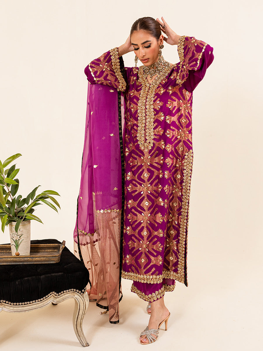 Nauratan | The Jamewar Series - Purple and Raspberry