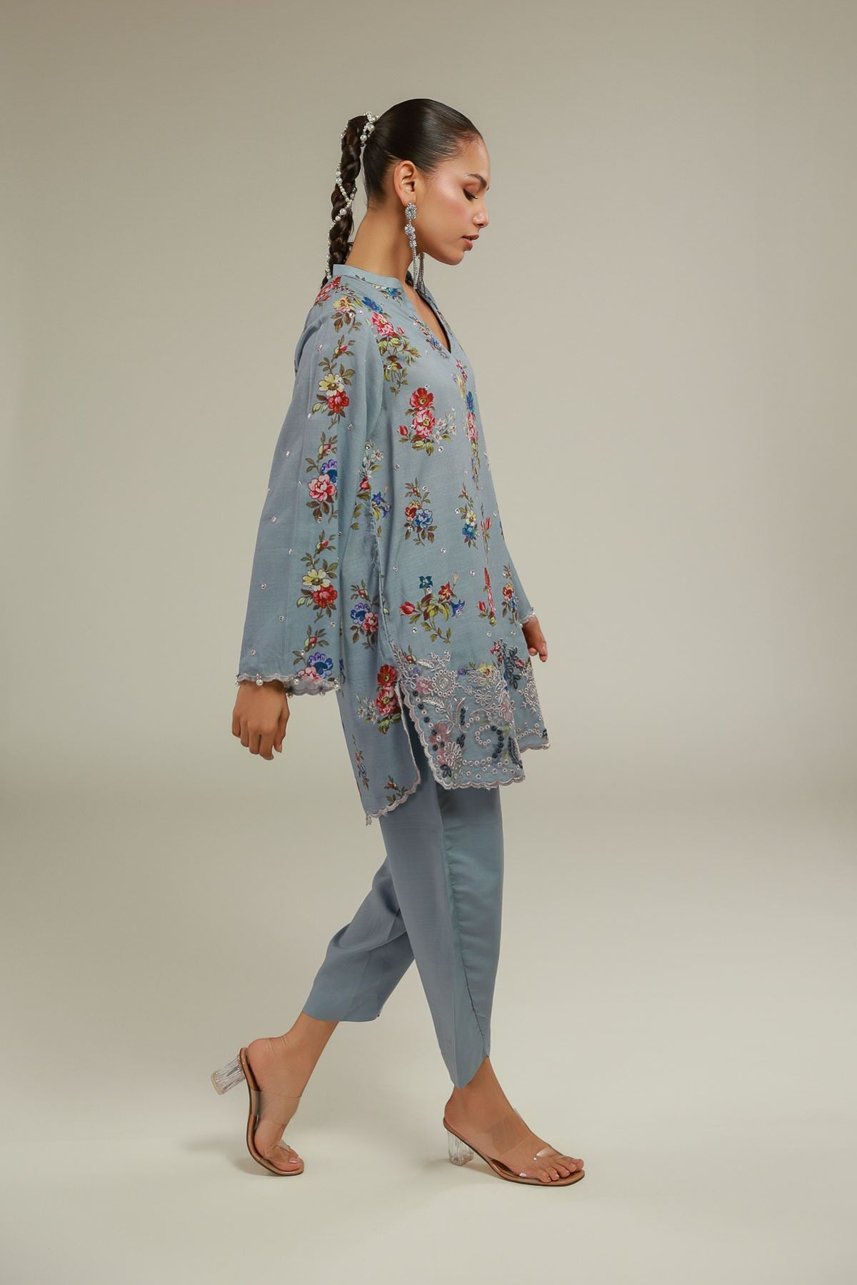 Blue Silk Pants