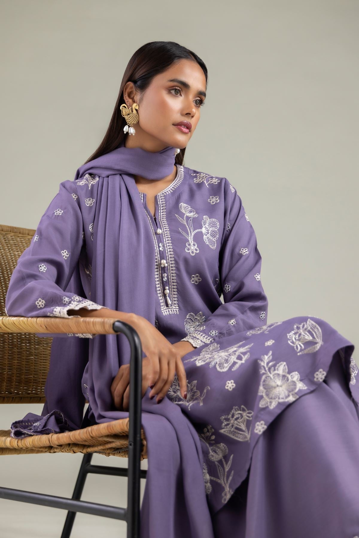 Floral V-Neck Kurta