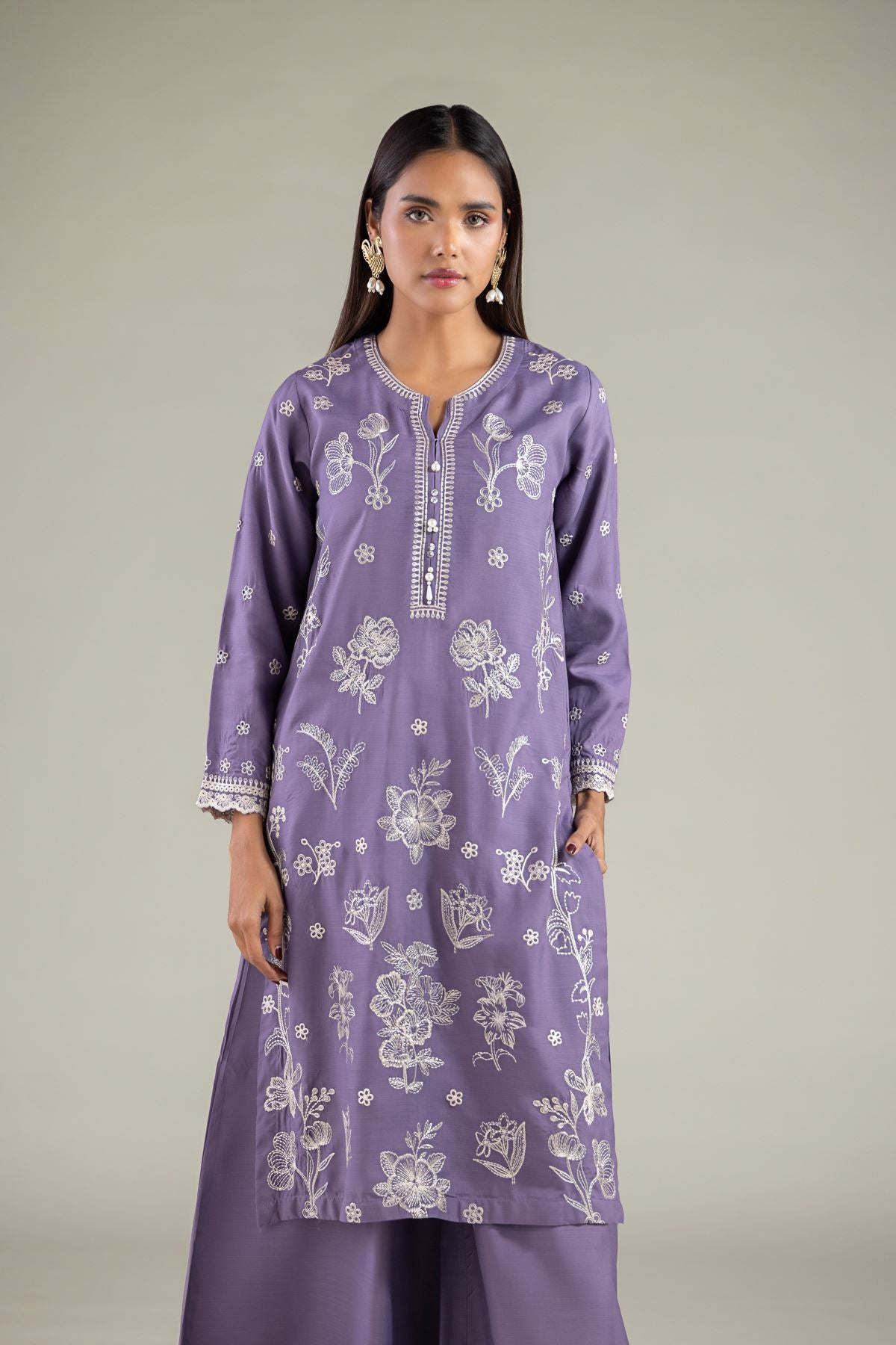 Floral V-Neck Kurta