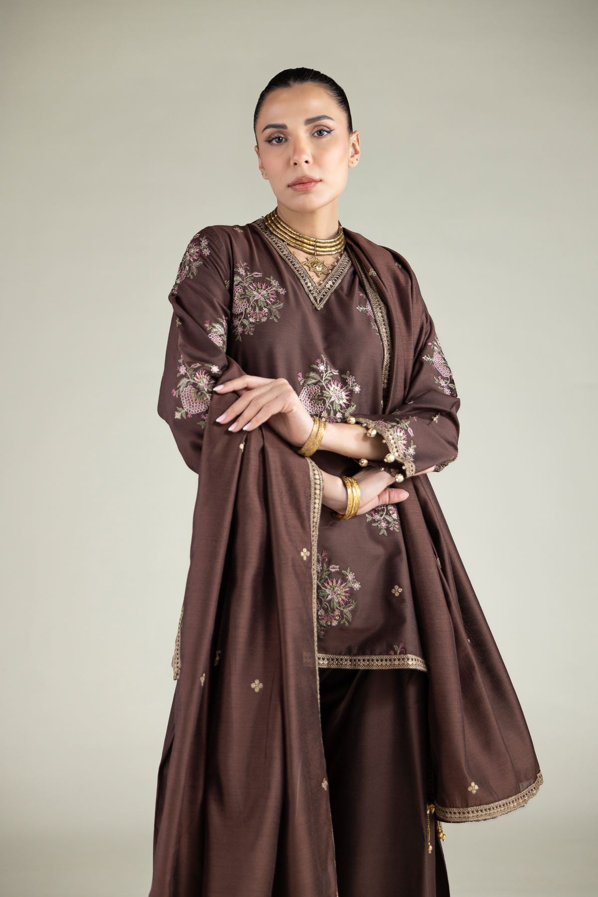 Floral V-Neck Kurta