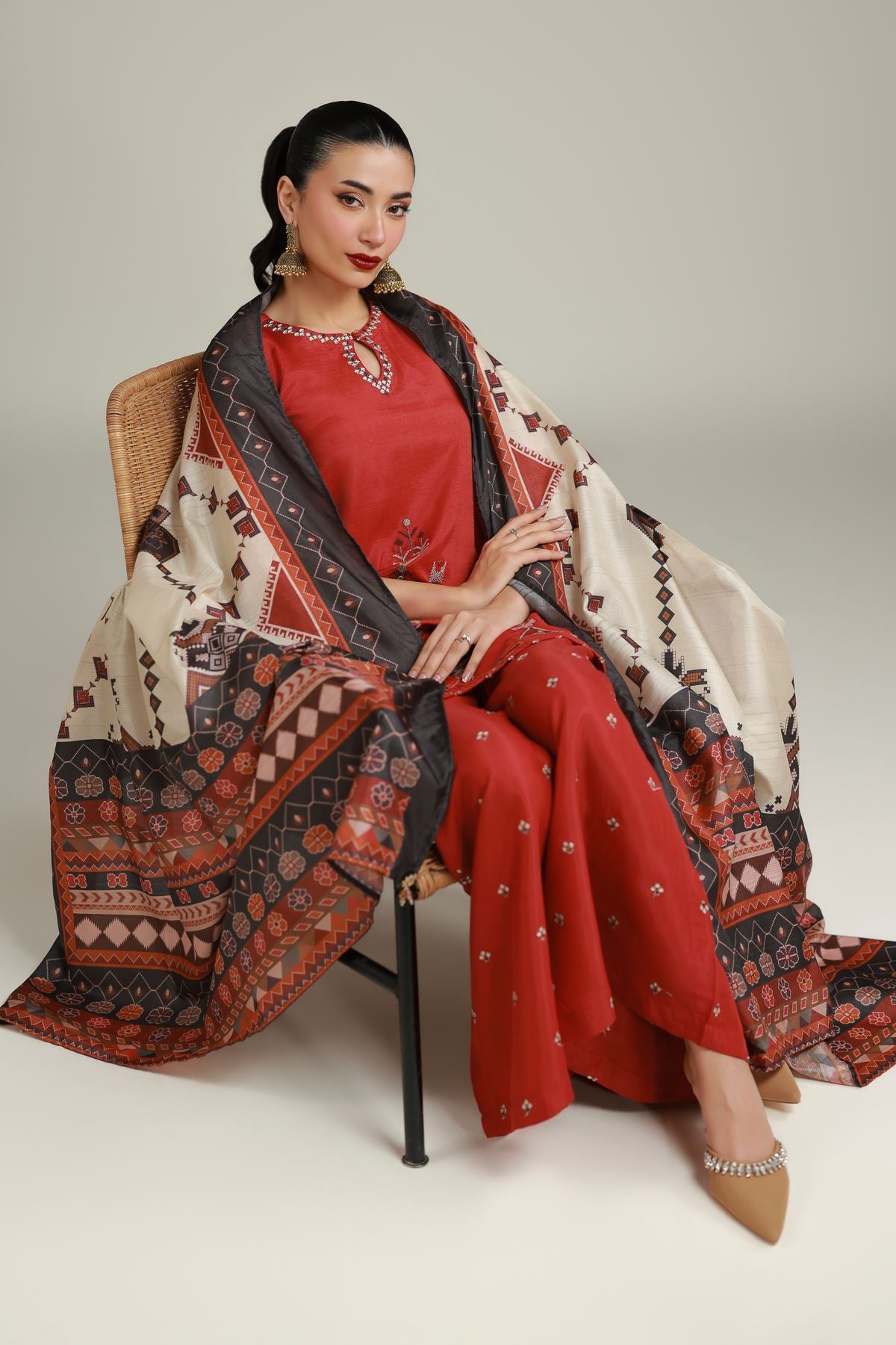 Printed Rust Kurta