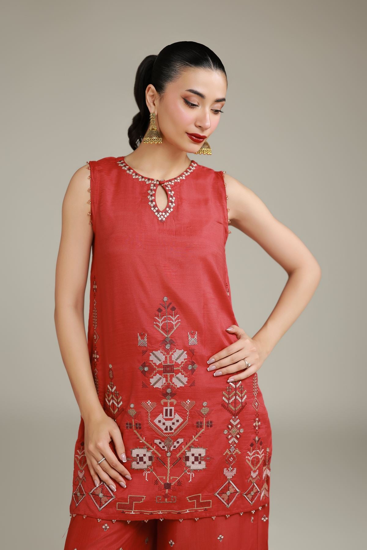 Printed Rust Kurta