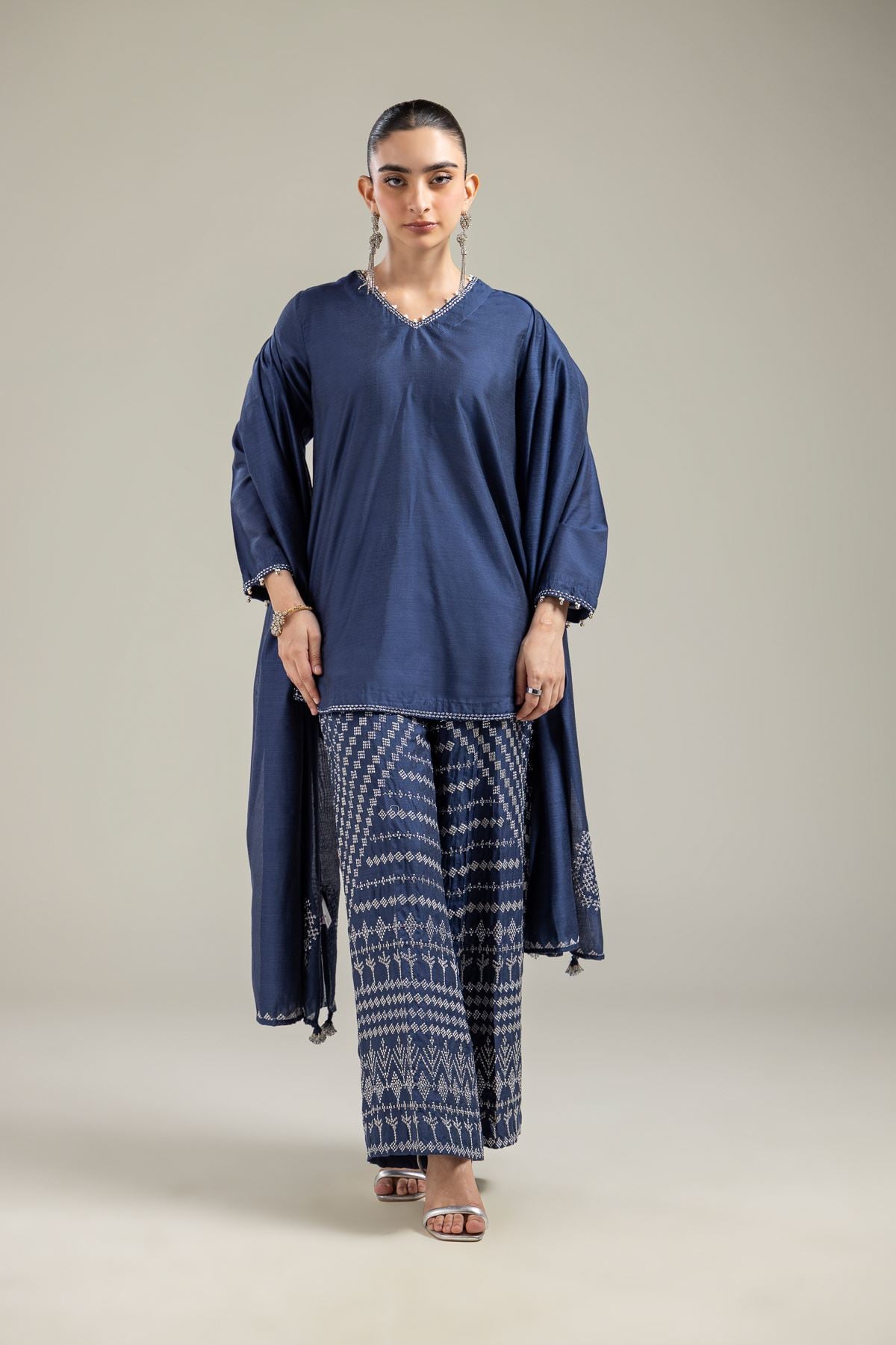 Silk Navy Pants