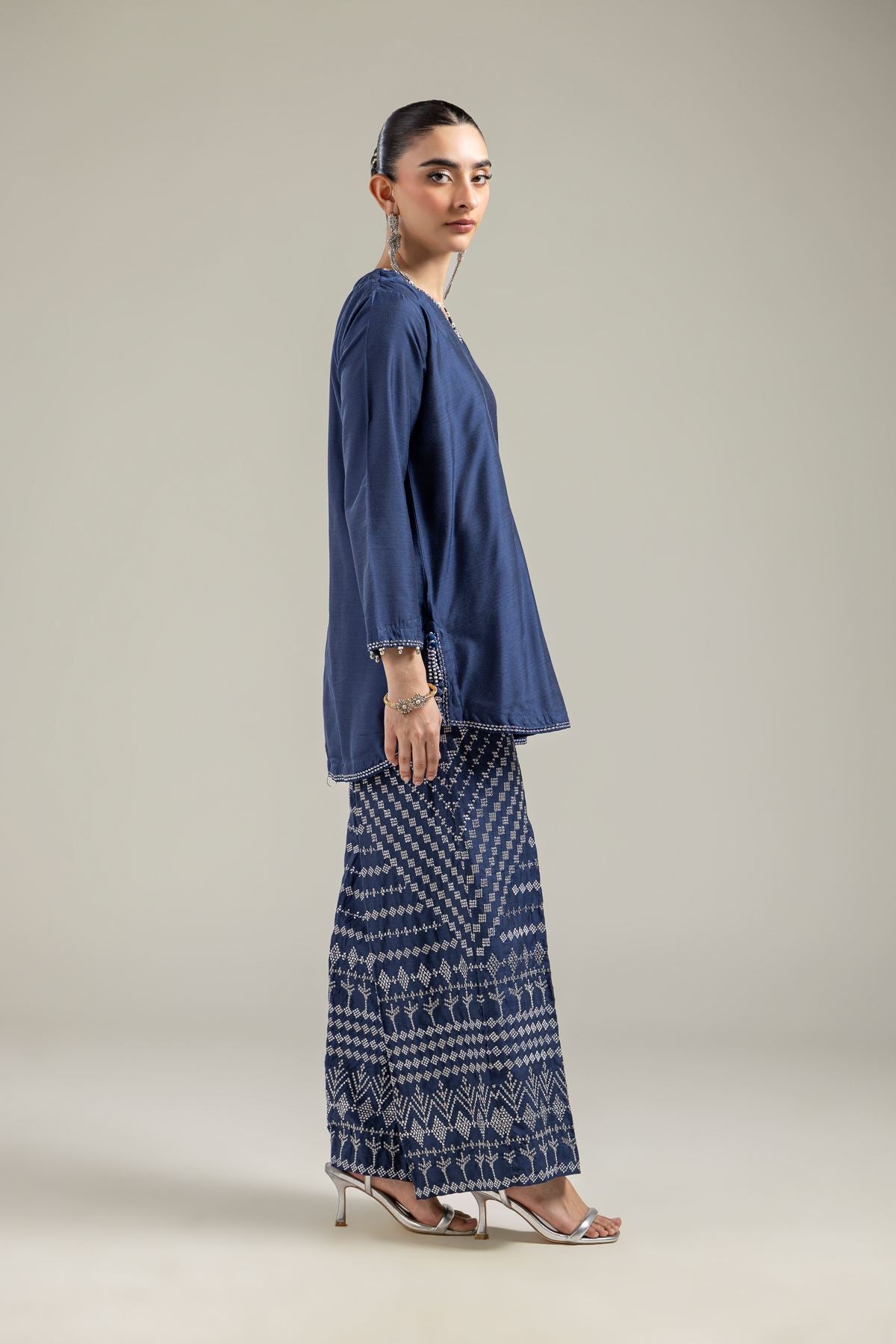 Silk Navy Pants