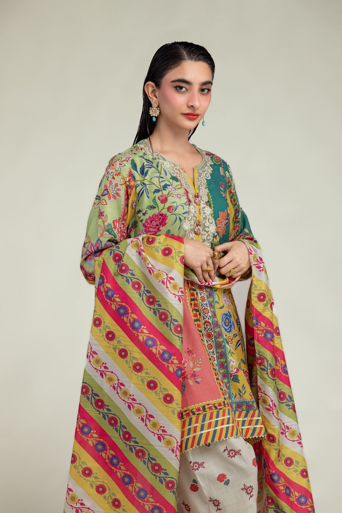 Floral Silk Kurta