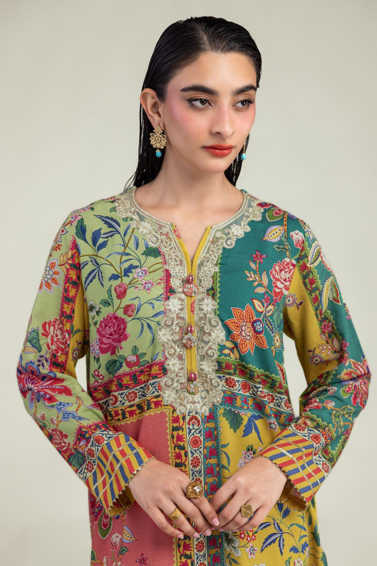 Floral Silk Kurta