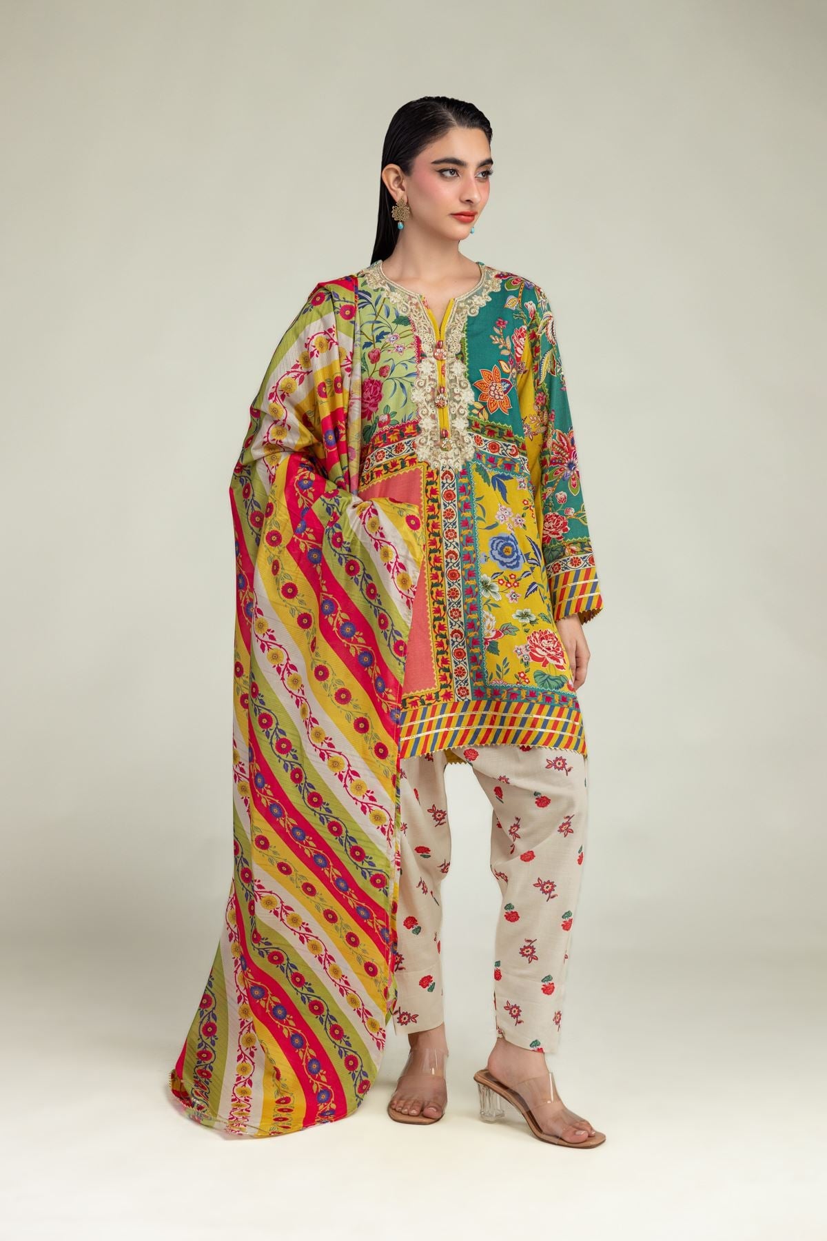 Floral Silk Shalwar