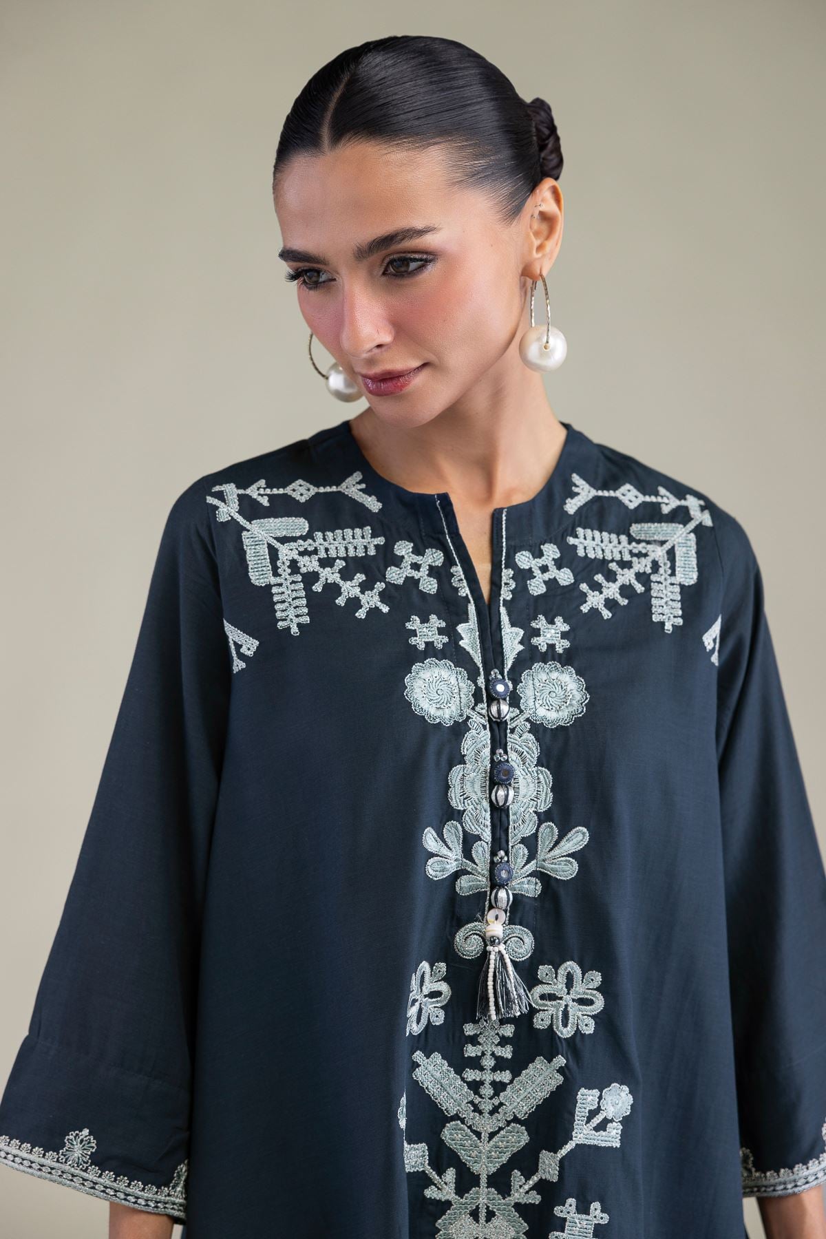 Floral Navy Kurta
