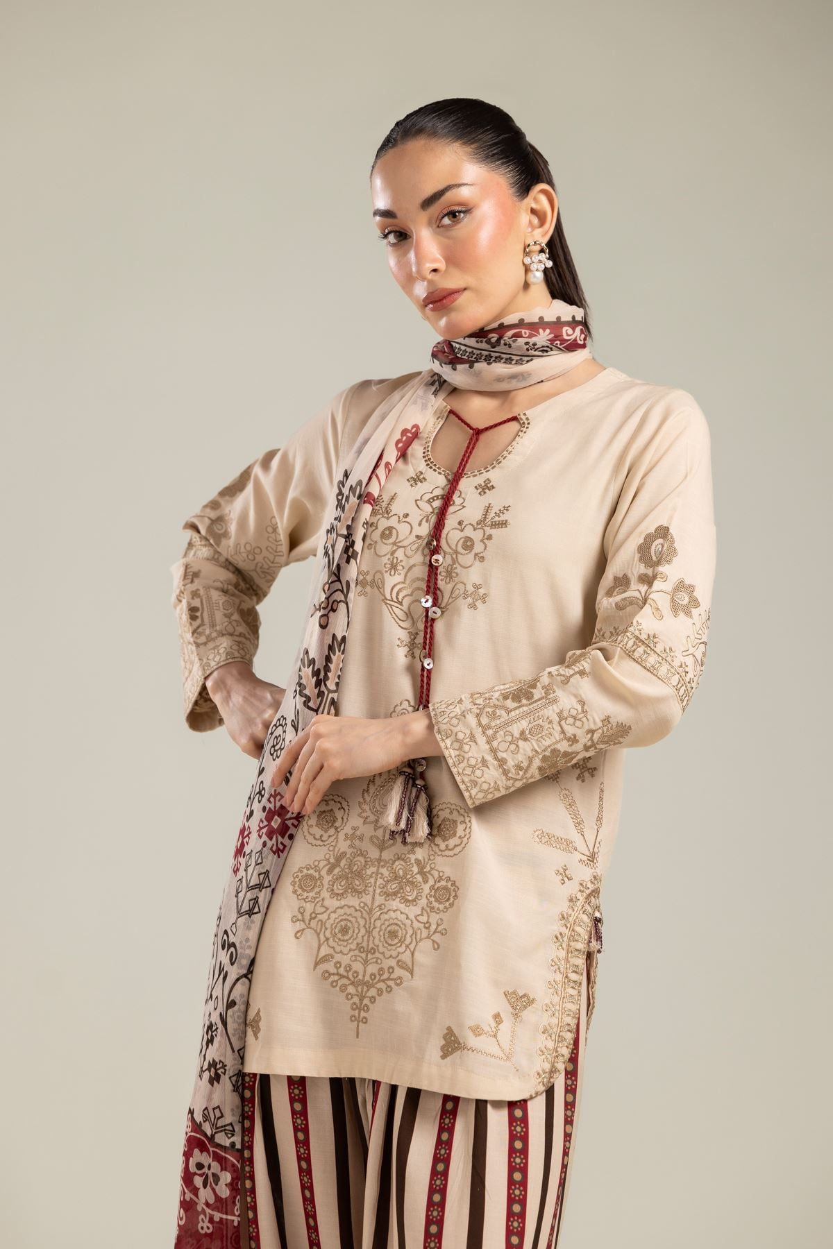 Floral Beige Kurta