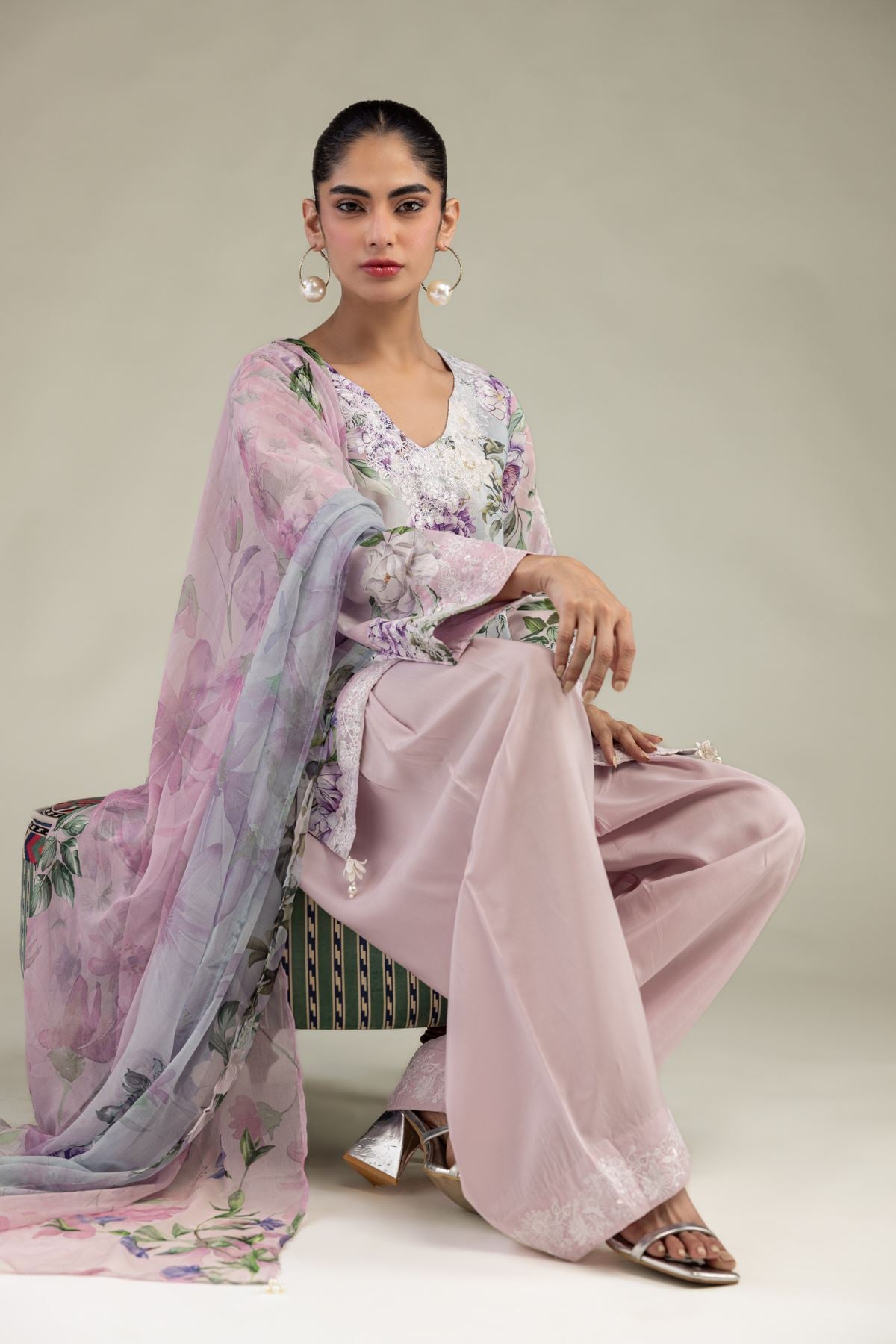 Floral Chiffon Dupatta