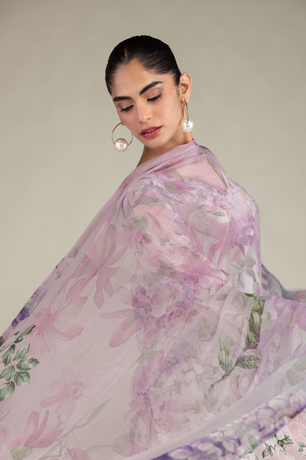 Floral Chiffon Dupatta