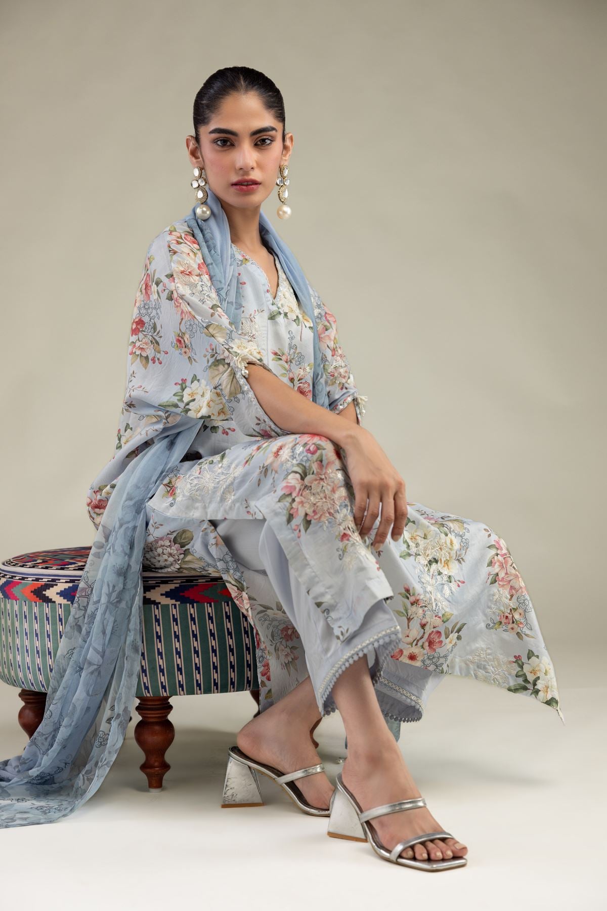 Floral Chiffon Dupatta