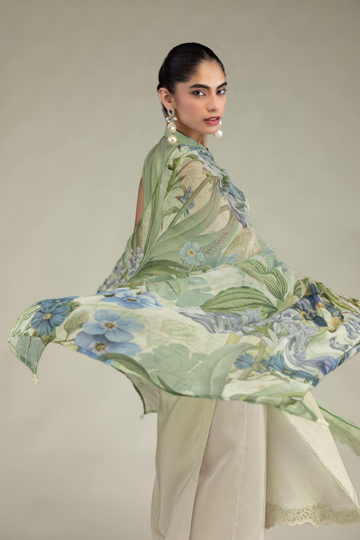 Floral Chiffon Dupatta