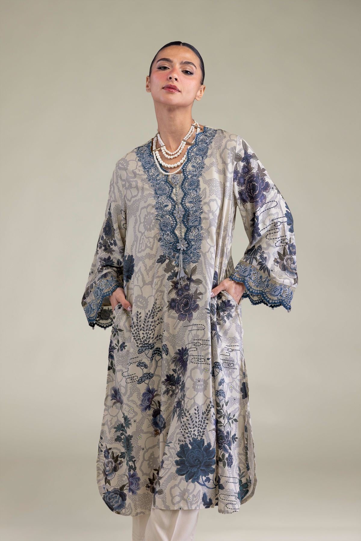 Floral Silk Kurta