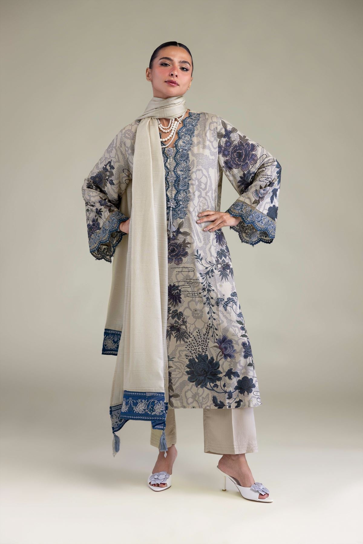 Floral Silk Kurta