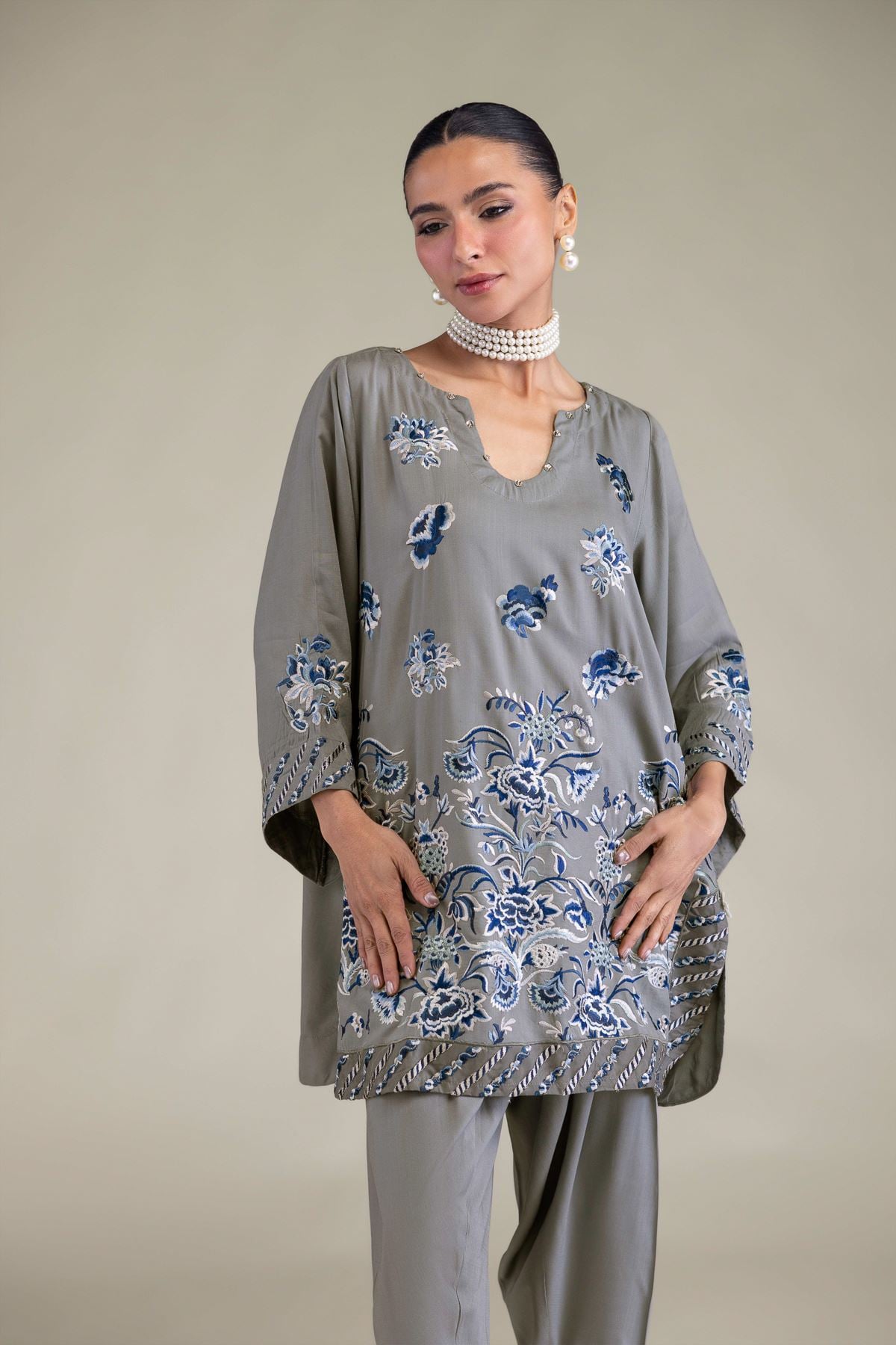 Floral Silk Kurta