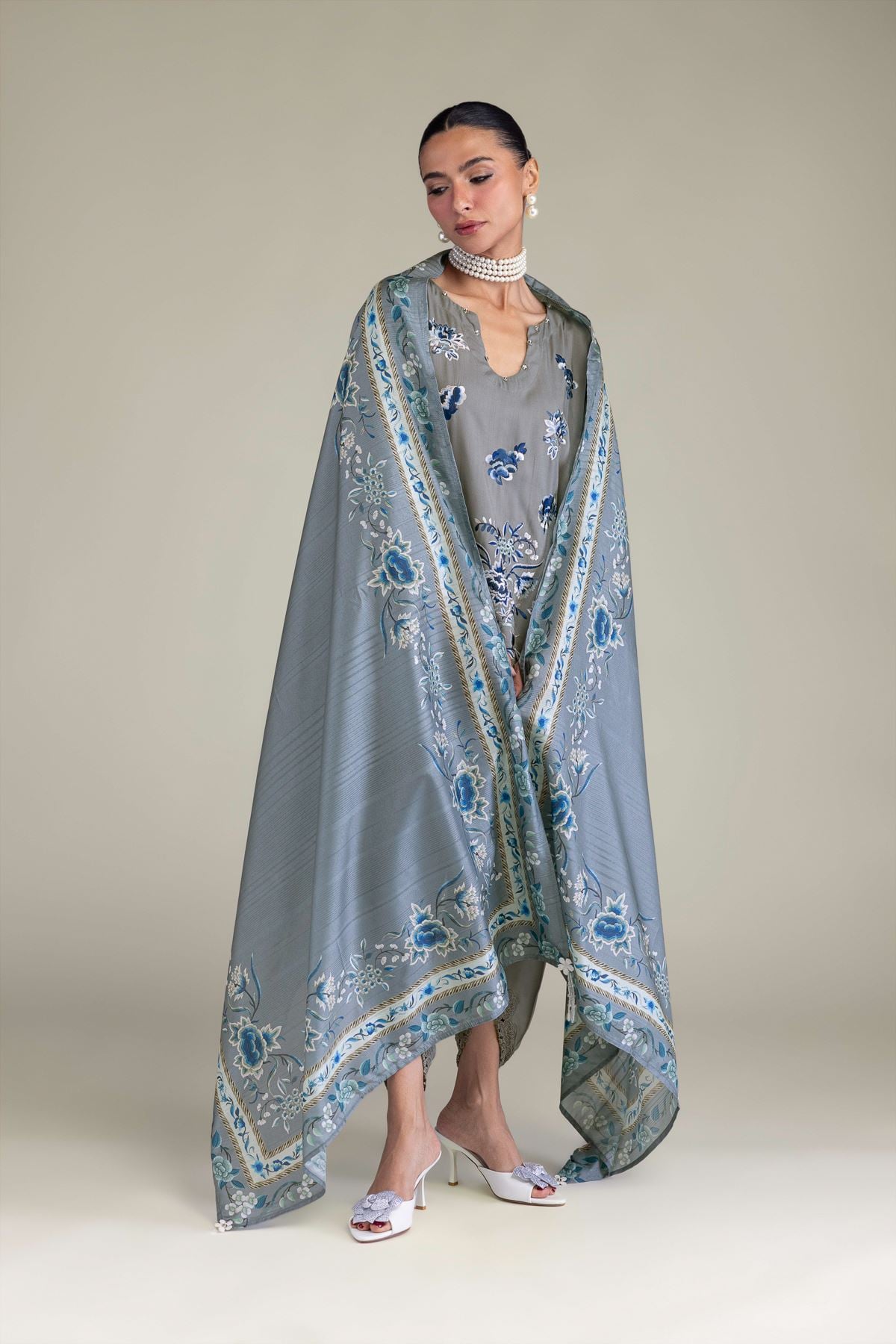 Floral Silk Dupatta