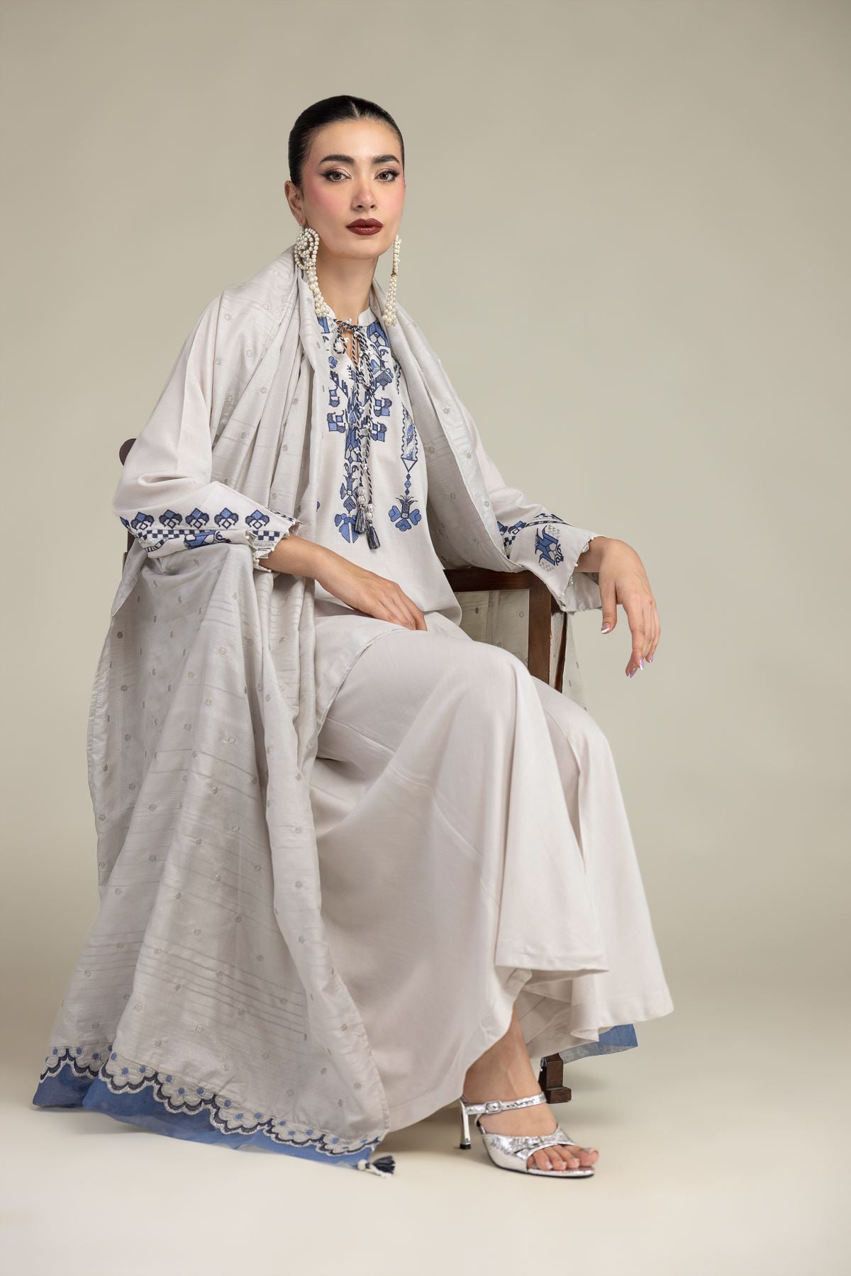 Embroidered Silk Dupatta
