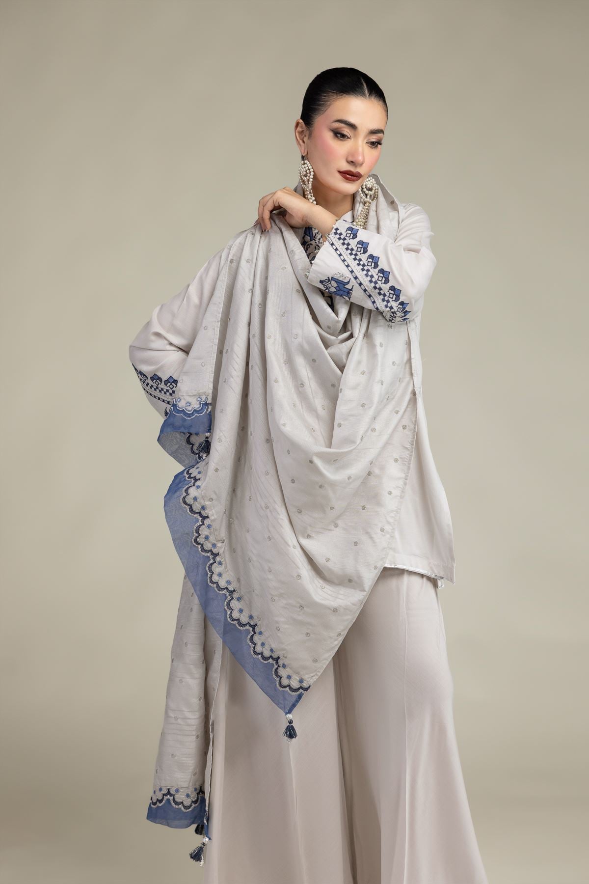 Embroidered Silk Dupatta