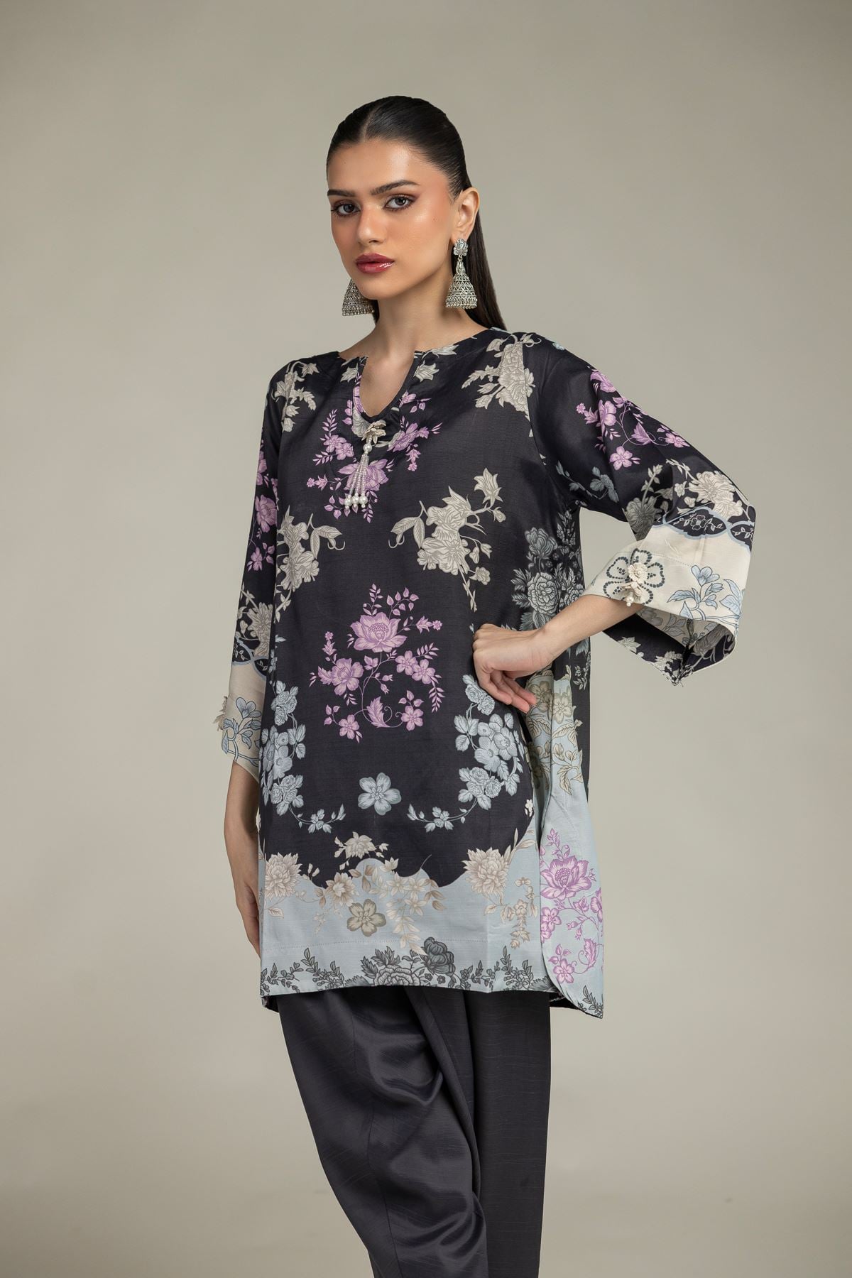 Short Black Kurta