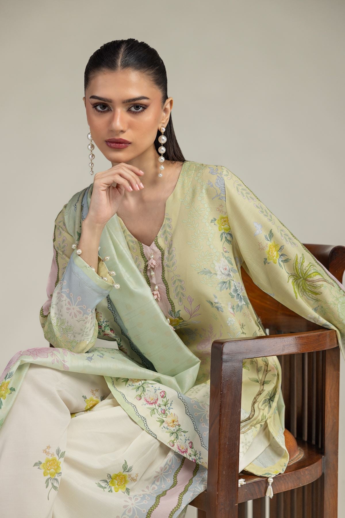 Floral Silk Kurta