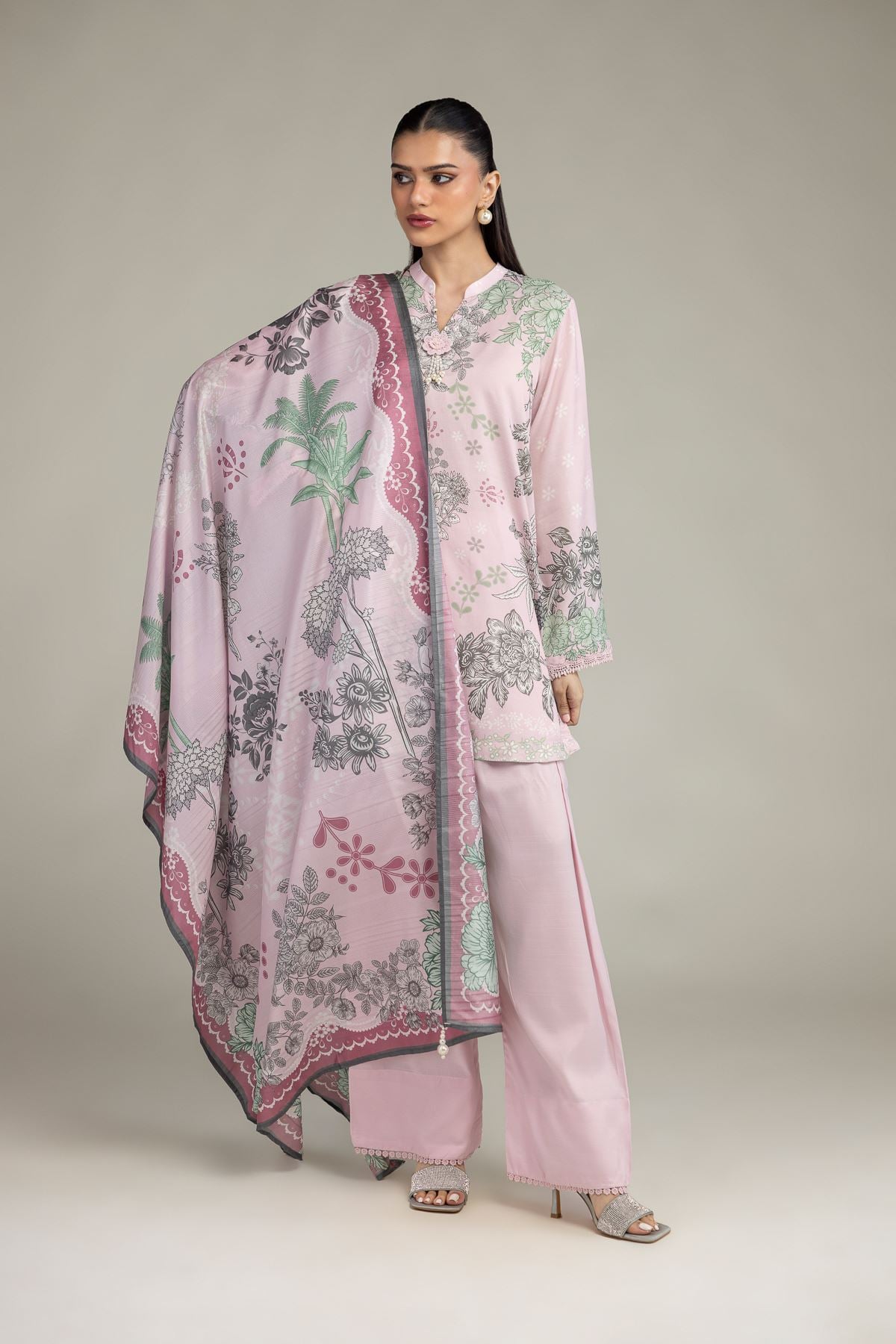 Floral Silk Kurta