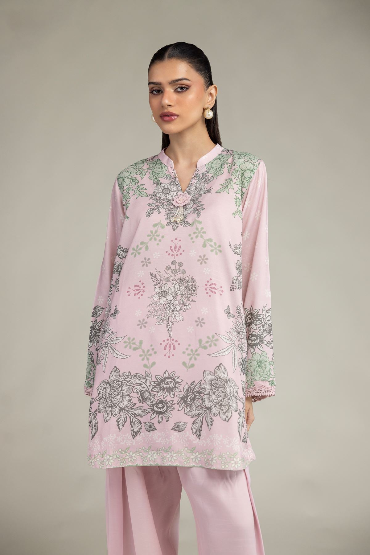 Floral Silk Kurta