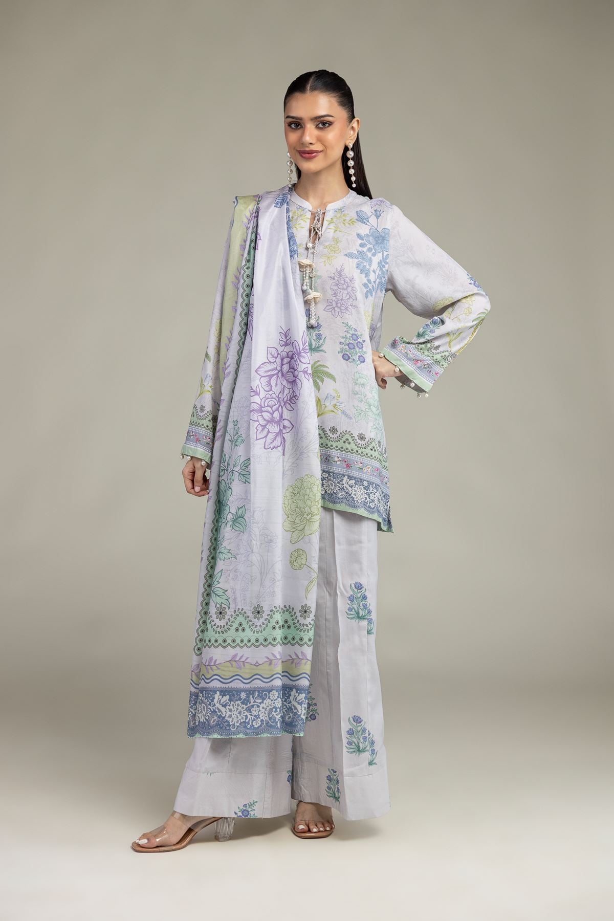 Floral Silk Kurta