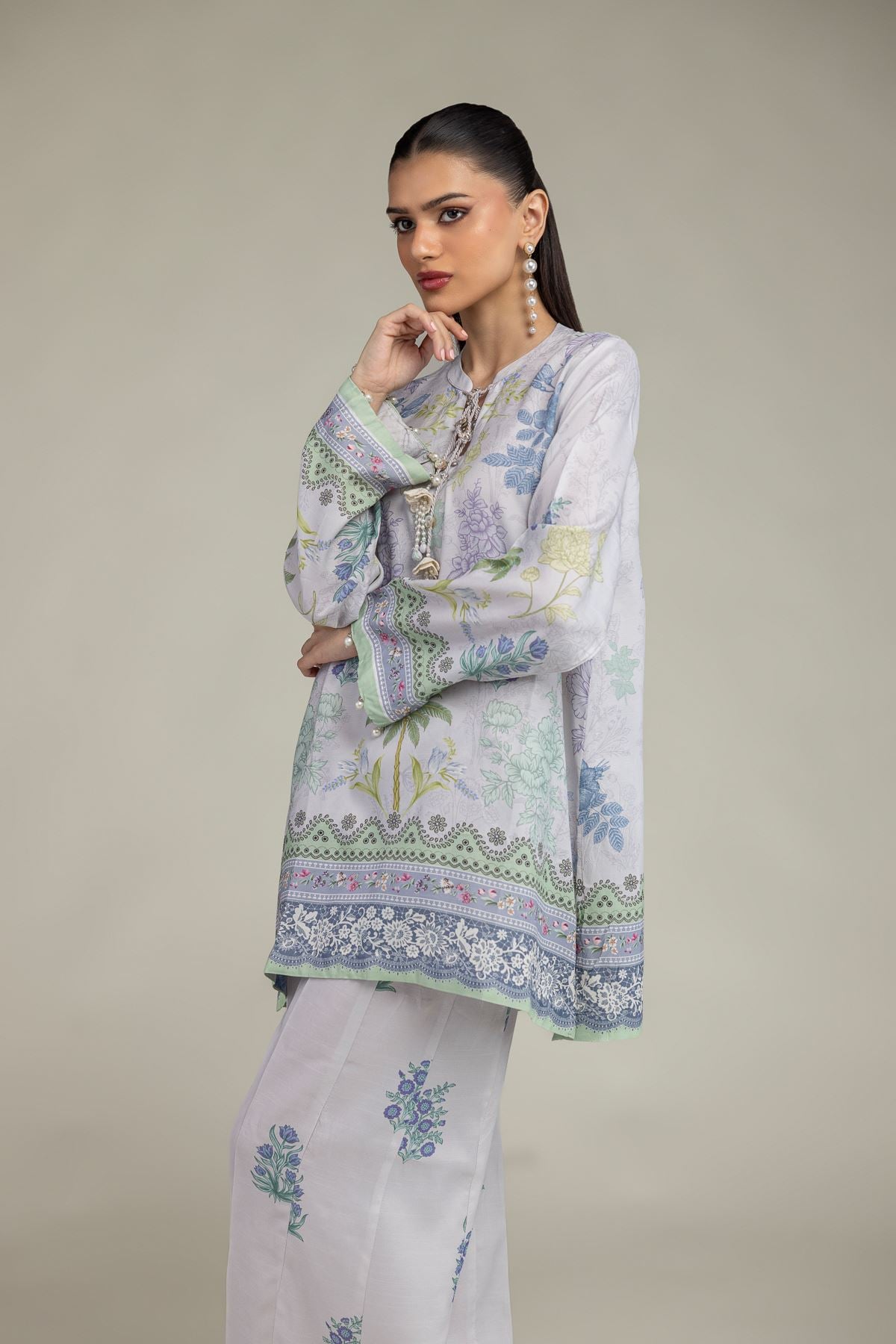 Floral Silk Kurta