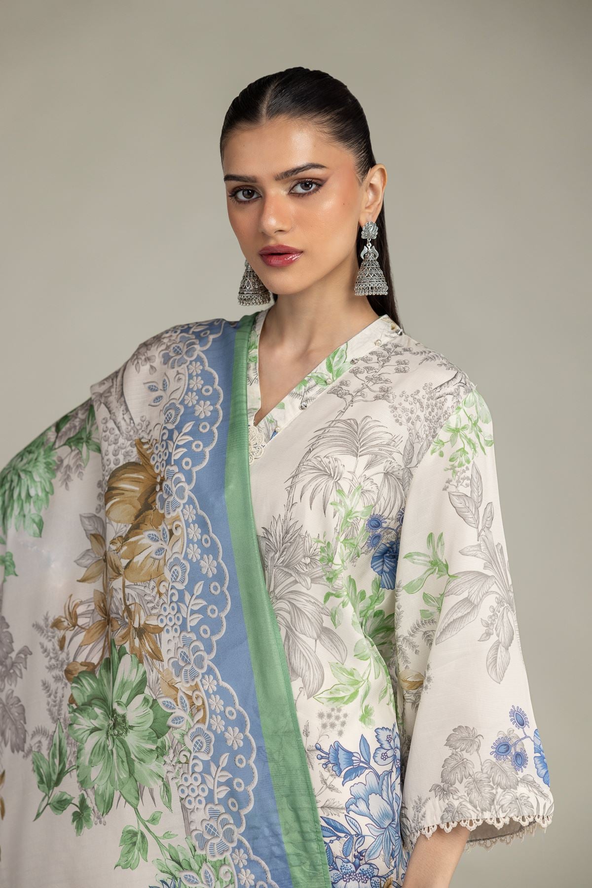 Floral Silk Dupatta