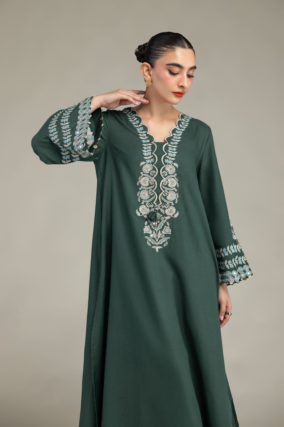 Green Floral Kurta
