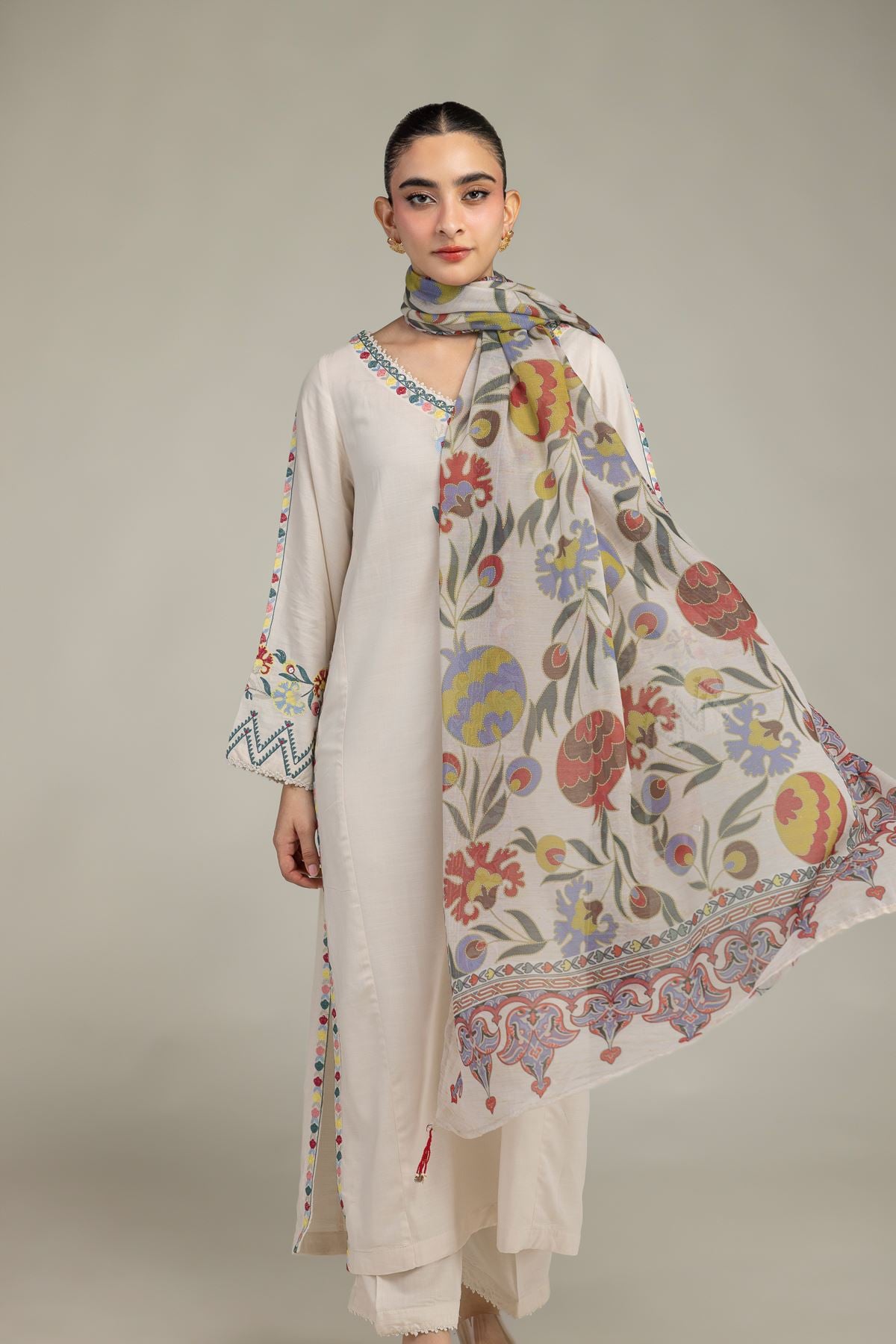Floral Silk Kurta