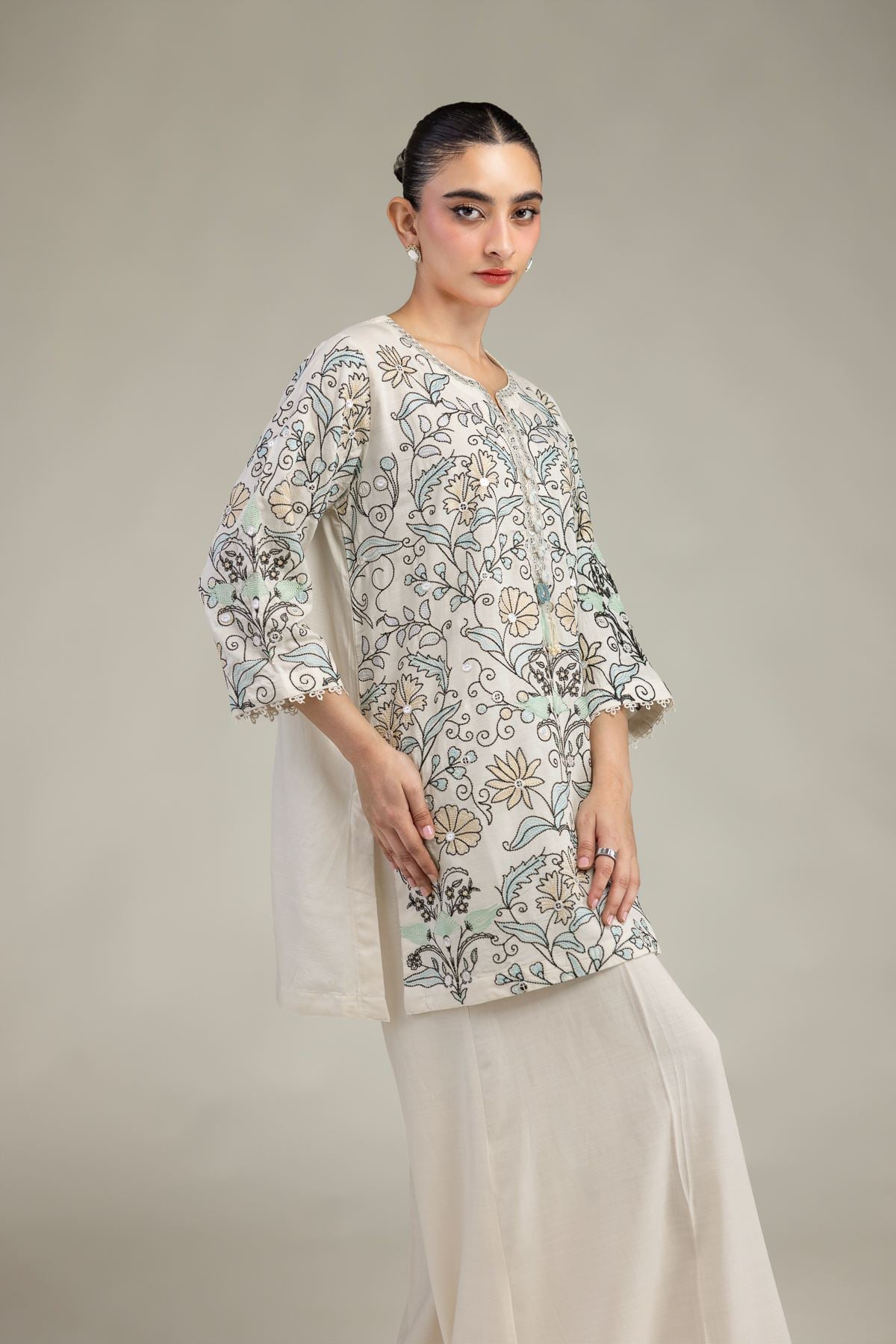 Short Floral Kurta