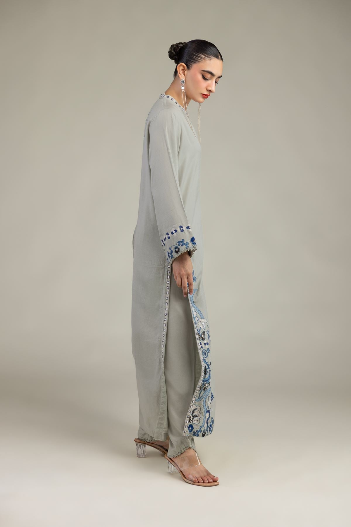 Gray Silk Shalwar