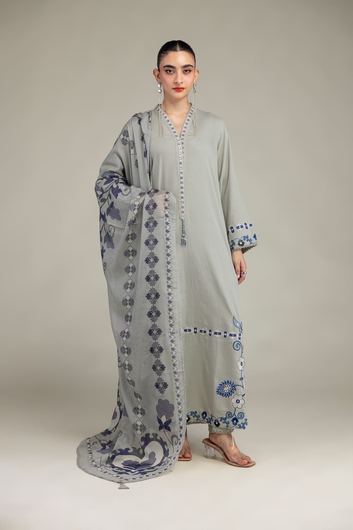 Gray Silk Shalwar