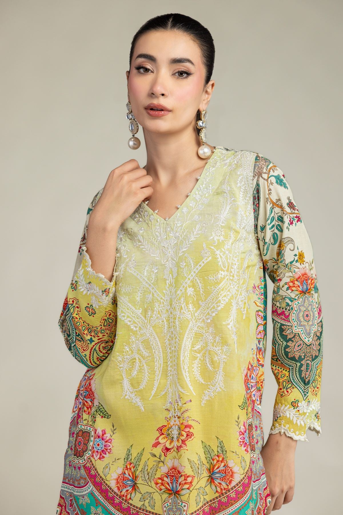 Short Floral Kurta