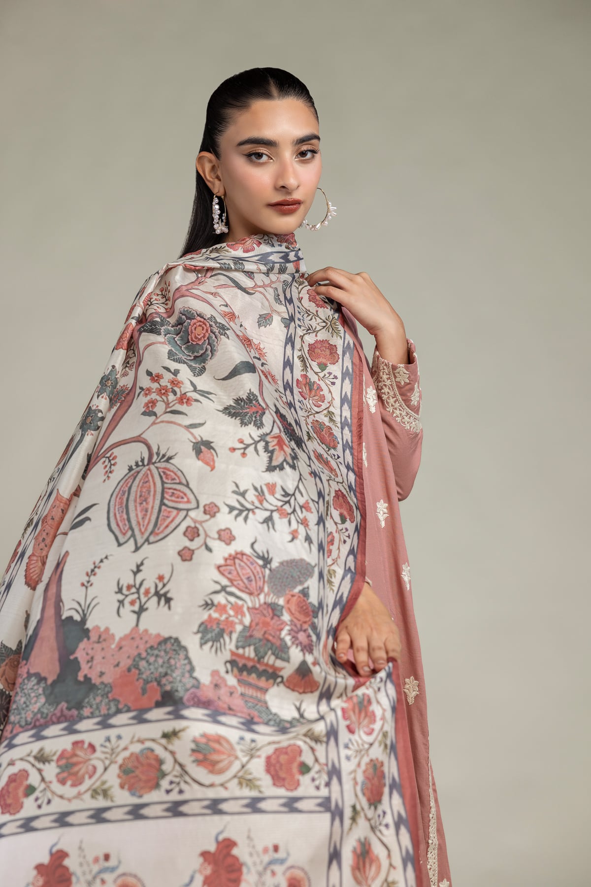 Floral Silk Dupatta