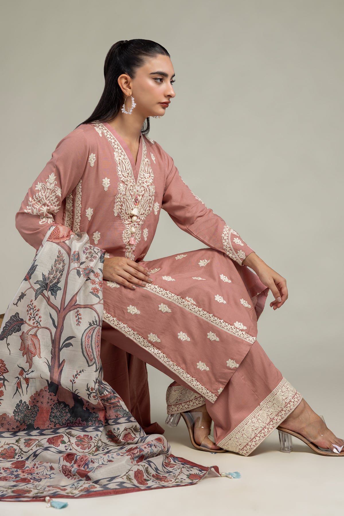 Floral Silk Dupatta