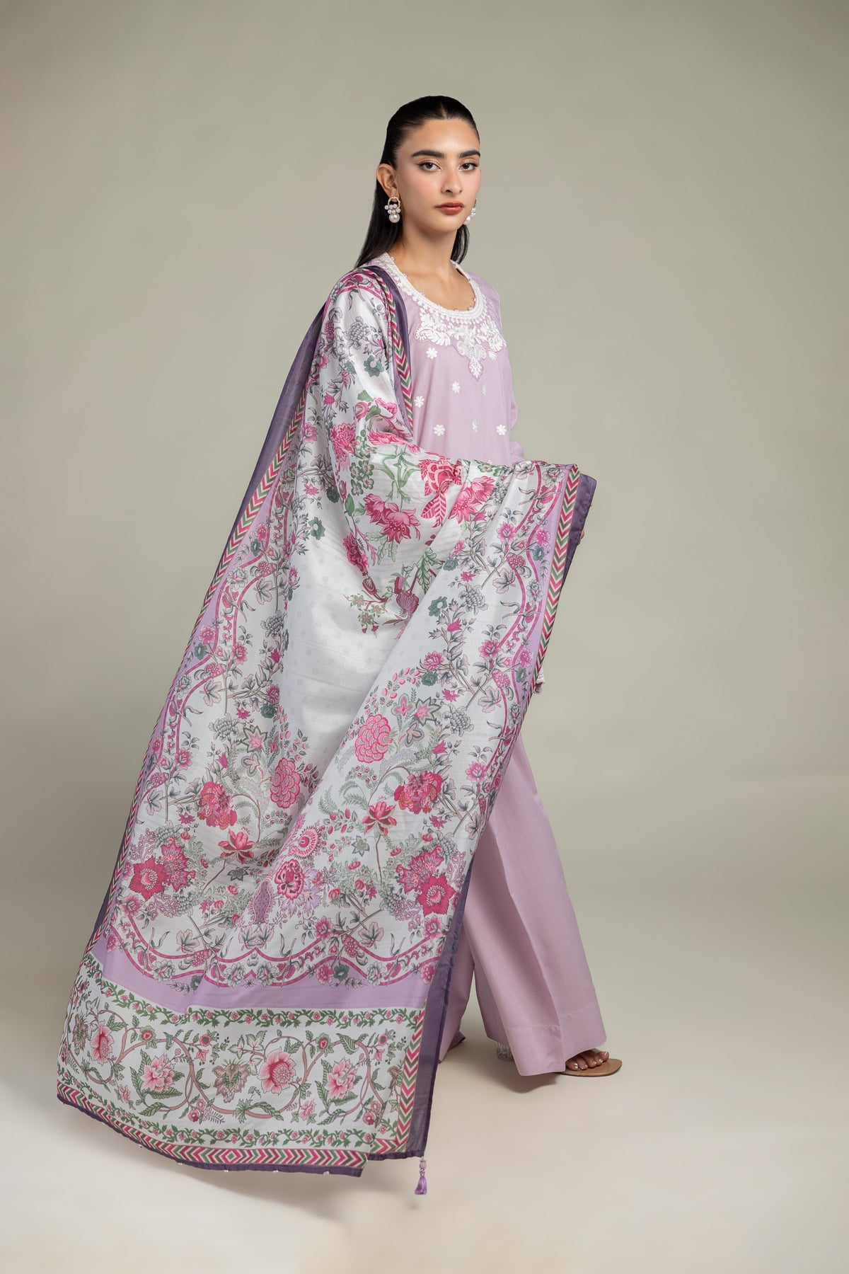 Floral Silk Dupatta